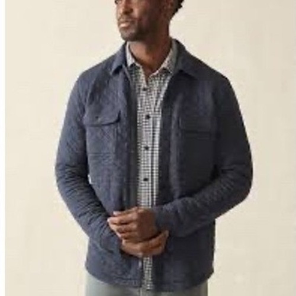 Faherty Epic Quilted Fleece CPO Shirt Jacket Mens XXL Gray Shacket Outdoors